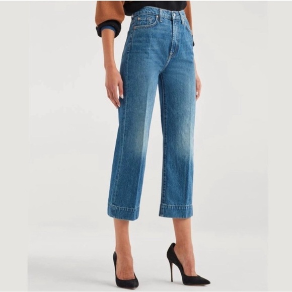 7 For All Mankind Baby Jo Crop Jean In Havana Rigid 32 - Picture 2 of 13